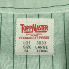 Vintage Work Shirt Adult LARGE Green Pinstripe ToppMaster Workwear USA 70s