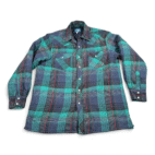 Vintage Wrangler Western Shirt Adult LARGE Blue Plaid Flannel Insulated 90s