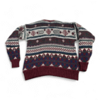 Vintage Lord Jeff Sweater Adult MEDIUM Red Gray Wool Fair Isle Chunky USA 80s