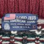 Vintage Lord Jeff Sweater Adult MEDIUM Red Gray Wool Fair Isle Chunky USA 80s