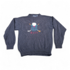 Vintage Scottish Isle Sweater Adult MEDIUM Blue Cotton Golf 90s