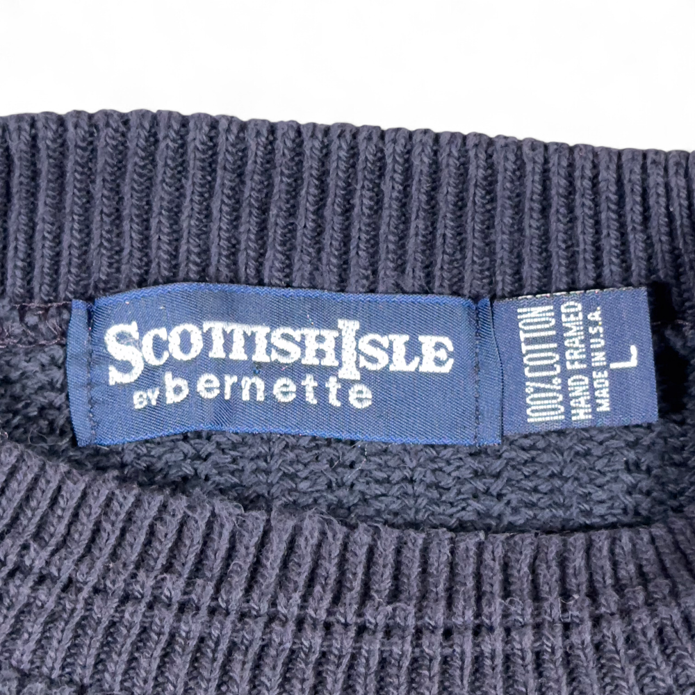 Vintage Scottish Isle Sweater Adult MEDIUM Blue Cotton Golf 90s-4 Vintage Scottish Isle Sweater Adult MEDIUM Blue Cotton Golf 90s