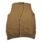 Vintage Puritan Sweater Vest Adult LARGE Brown Lambswool Wool Cardigan 70s