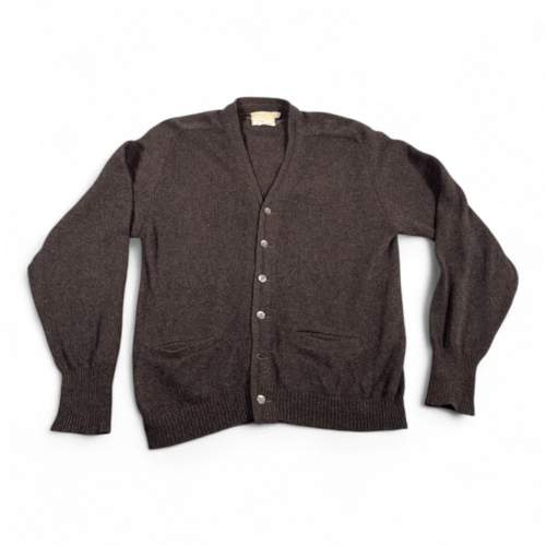 Vintage Heathmoor Sweater Adult SMALL Brown Shetland Wool Cardigan Preppy 60s