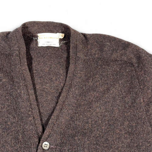 Vintage Heathmoor Sweater Adult SMALL Brown Shetland Wool Cardigan Preppy 60s
