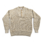 Vintage Campus Sweater Adult LARGE Brown Speckled Mock Neck Buttons Military 80s
