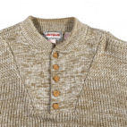 Vintage Campus Sweater Adult LARGE Brown Speckled Mock Neck Buttons Military 80s