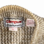 Vintage Campus Sweater Adult LARGE Brown Speckled Mock Neck Buttons Military 80s