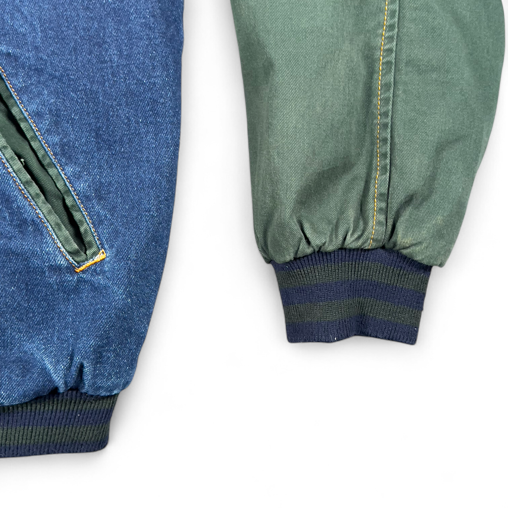 Vintage WearGuard Jacket Adult MEDIUM Blue Green Denim Varsity Bomber Canvas 90s