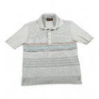 Vintage Lahmar Polo Shirt Adult SMALL Gray Striped Textured Knit Disco 70s