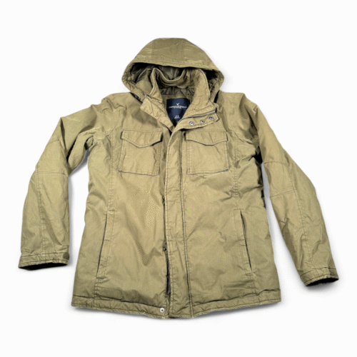 American Eagle Jacket Adult Small Green Field Military Hooded Insulated Parka