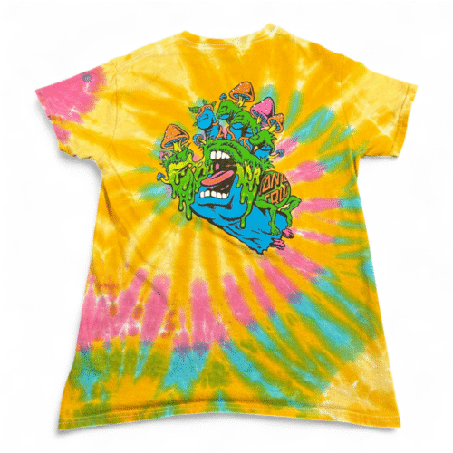 Santa Cruz Shirt Adult SMALL Yellow Pink Tie Dye Slimeball Screaming Hand Skater
