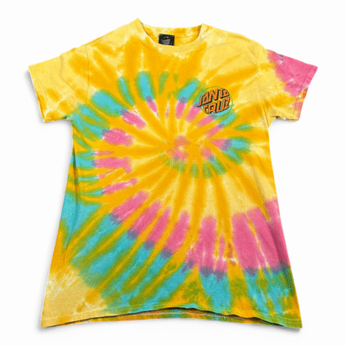 Santa Cruz Shirt Adult SMALL Yellow Pink Tie Dye Slimeball Screaming Hand Skater