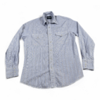 Vintage Wrangler Western Shirt Adult MEDIUM Blue White Pinstripe Cowboy Y2K
