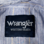 Vintage Wrangler Western Shirt Adult MEDIUM Blue White Pinstripe Cowboy Y2K