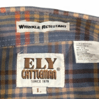 Vintage Ely Cattleman Western Shirt Adult LARGE Blue Plaid Pearl Snap Cowboy 90s