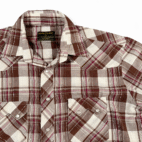 Vintage Rustler Western Shirt Adult MEDIUM Brown Silver Plaid Pearl Snap 80s