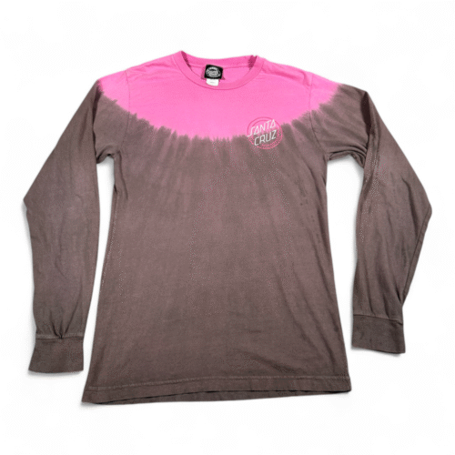 Santa Cruz Shirt Adult SMALL Pink gray Tie Dye Two Tone Long Sleeve Skater