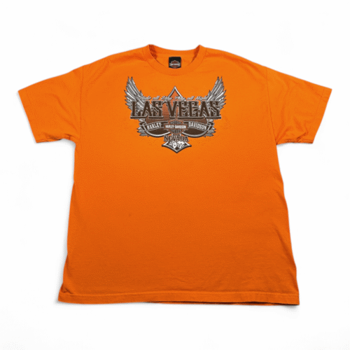 Harley Davidson Shirt Adult EXTRA LARGE Orange Las Vegas Nevada Motorcycles