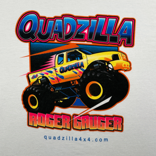 Vintage Monster Truck Shirt Adult SMALL White Quadzilla Roger Gruger 4x4 Y2K