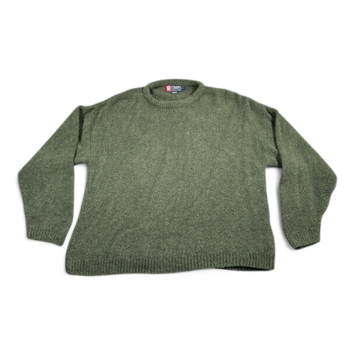 Vintage Chaps Ralph Lauren Sweater Adult LARGE Green Wool Blend Preppy 80s