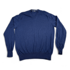 Jeremy Argyle Sweater Adult LARGE Blue NYC Merino Wool Knit V Neck Pullover Y2K