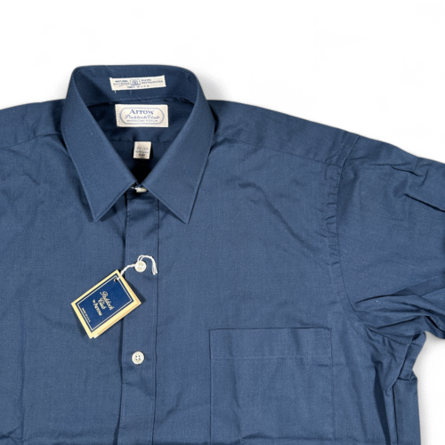 Vintage Arrow Dress Shirt Adult MEDIUM Blue Paddock Club Poplin Deadstock USA