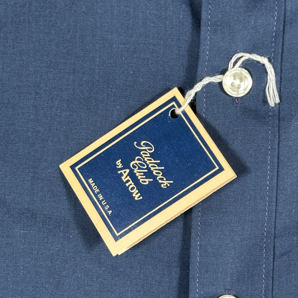 Vintage Arrow Dress Shirt Adult MEDIUM Blue Paddock Club Poplin Deadstock USA-4 Vintage Arrow Dress Shirt Adult MEDIUM Blue Paddock Club Poplin Deadstock USA