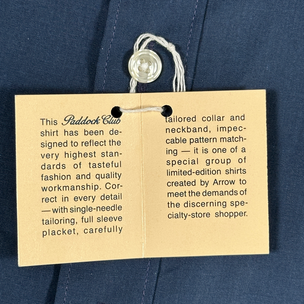Vintage Arrow Dress Shirt Adult MEDIUM Blue Paddock Club Poplin Deadstock USA-5 Vintage Arrow Dress Shirt Adult MEDIUM Blue Paddock Club Poplin Deadstock USA