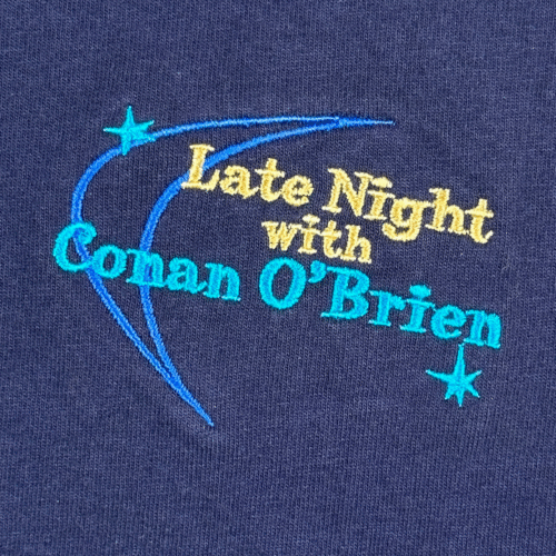 Vintage Late Night Conan OBrien Shirt Adult EXTRA LARGE Blue Audience Member Y2K
