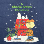 Vintage Charlie Brown Christmas Shirt Adult EXTRA LARGE Blue Peanuts Snoopy Y2K