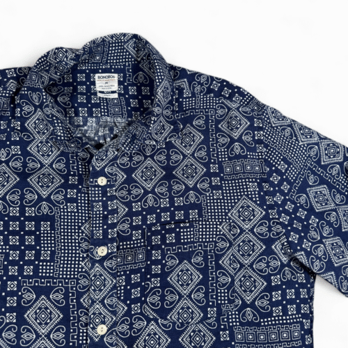 Bonobos Shirt Adult MEDIUM Blue Irish Linen Bandana Geometric Button Down