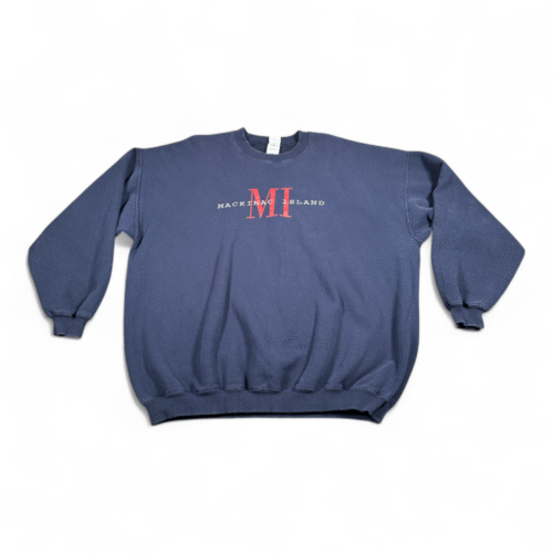 Vintage Mackinac Island Sweater Adult 2XL XXL Blue Sweatshirt Michigan Y2K