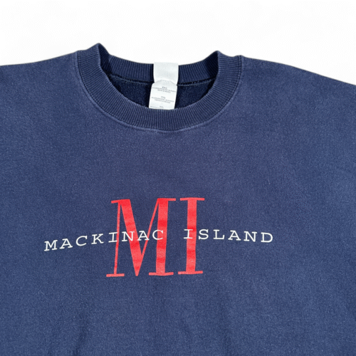 Vintage Mackinac Island Sweater Adult 2XL XXL Blue Sweatshirt Michigan Y2K