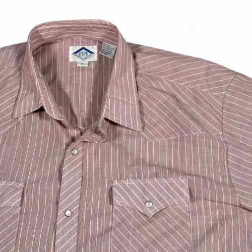 Vintage Western Shirt Adult EXTRA LARGE Red Candy Striped Pearl Snap Cowboy 90s