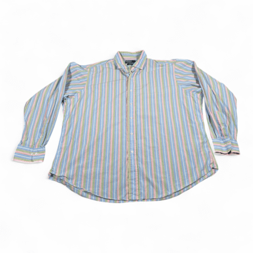 Vintage Polo Ralph Lauren Shirt Adult 2XL Blue Pastel Rainbow Striped Preppy 90s