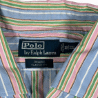 Vintage Polo Ralph Lauren Shirt Adult 2XL Blue Pastel Rainbow Striped Preppy 90s
