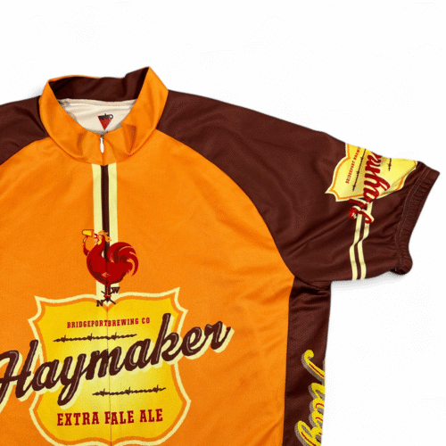 Bridgeport Brewing Cycling Jersey Adult LARGE Orange Retro Haymaker Ale Rooster