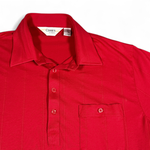 Vintage Classics Palmland Polo Shirt Adult MEDIUM Red Textured Pocket Golf 90s