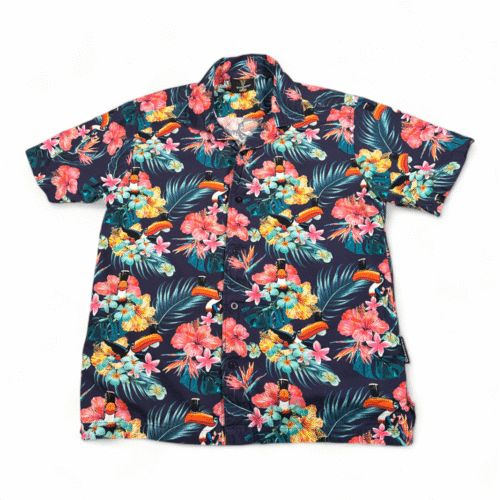 Guinness Hawaiian Shirt Adult MEDIUM Blue Toucan Floral Hibiscus Beer Camp