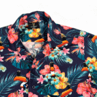 Guinness Hawaiian Shirt Adult MEDIUM Blue Toucan Floral Hibiscus Beer Camp