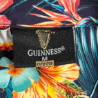 Guinness Hawaiian Shirt Adult MEDIUM Blue Toucan Floral Hibiscus Beer Camp