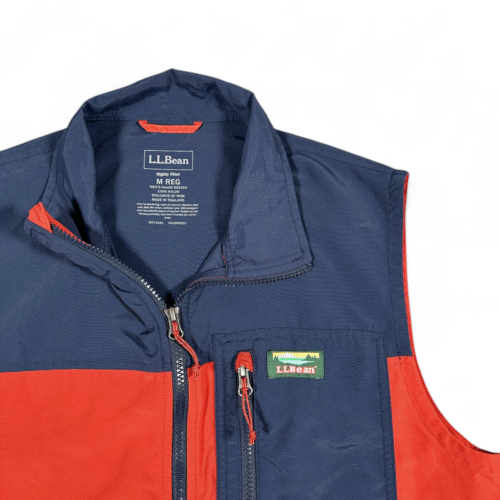 LL Bean Vest Adult MEDIUM Orange Blue Colorblock Mountain Classic Zip Outdoor