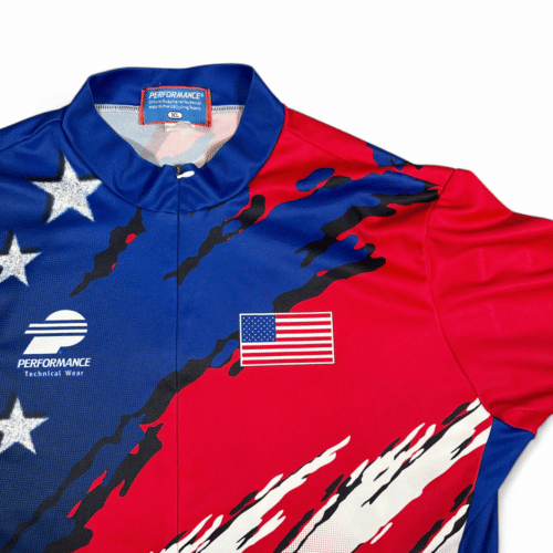 Vintage Performance Cycling Jersey Adult EXTRA LARGE Red White Blue USA 90s
