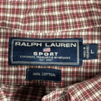 Vintage Ralph Lauren Sport Shirt Adult LARGE Plaid Cotton Flannel Heritage 90s