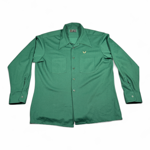 Vintage Towncraft Shirt Adult LARGE Green JC Penney Disco Textured Knit 70s