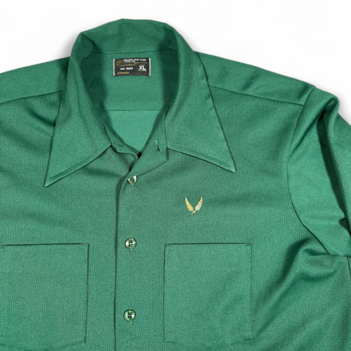 Vintage Towncraft Shirt Adult LARGE Green JC Penney Disco Textured Knit 70s