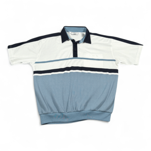Vintage Classics Palmland Polo Shirt Adult LARGE Blue White Color Block Golf 90s