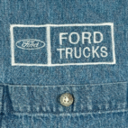 Vintage Ford Trucks Shirt Adult LARGE Light Wash Denim Workwear Mechanic 90s