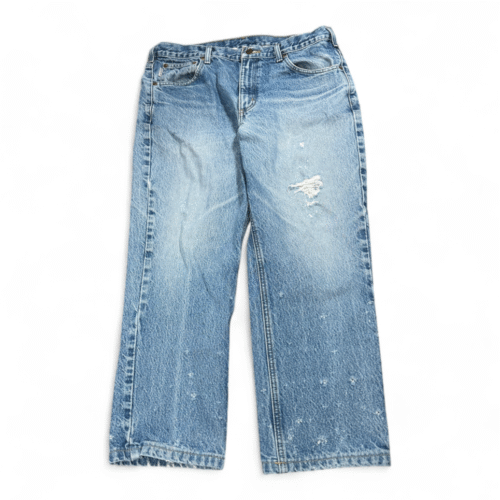 Carhartt Jeans Mens 36x30 Blue Denim Distressed Traditional Fit Workwear B18 DST